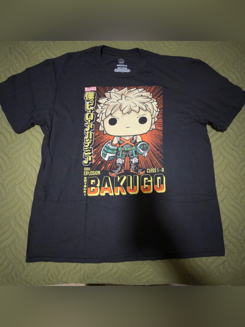 My Hero Academia Bakugo Pop Tee Shirt XL Katsuki Explosion Anime Black